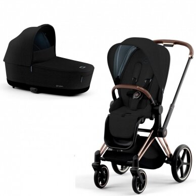 Vežimėlis CYBEX  Priam V4  Sepia Black/Frame Rose Gold 2in1