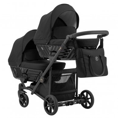 Коляска для двойни KUNERT IVENTO DUO 2in1, Eco Black Pearl 2